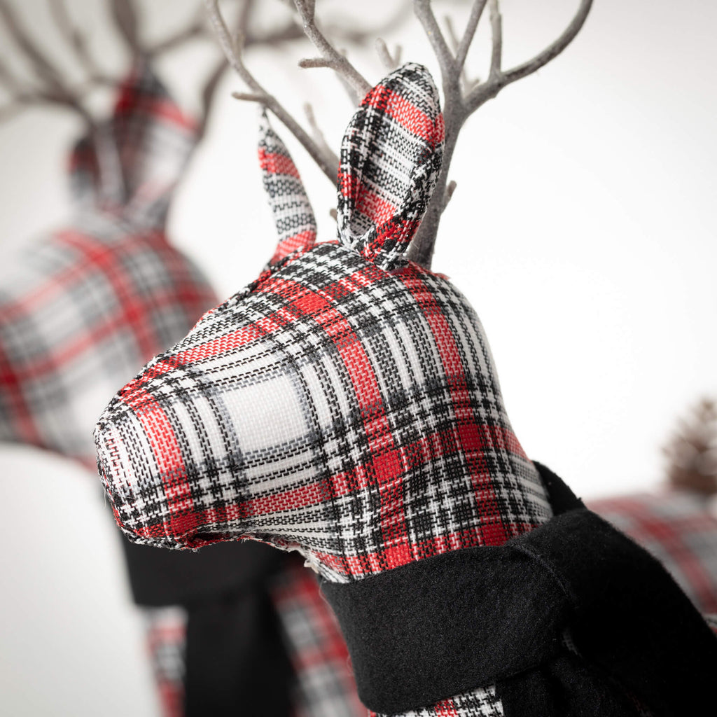 Plaid Standing Deer Figurines 