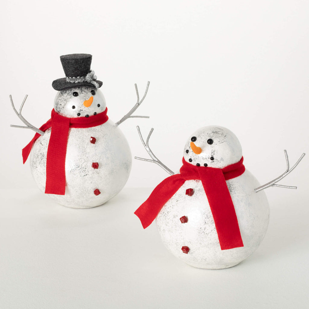 Shiny Round Snowman Figure Set