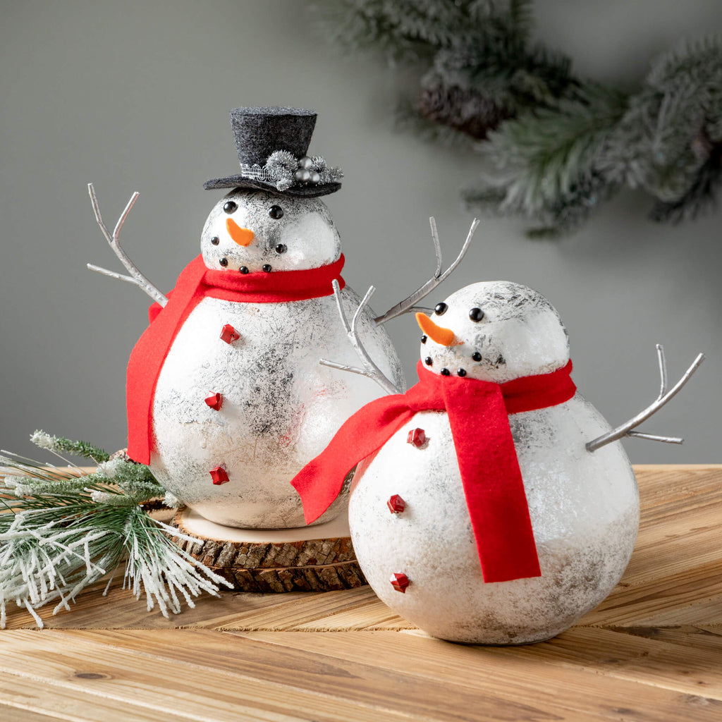 Shiny Round Snowman Figure Set