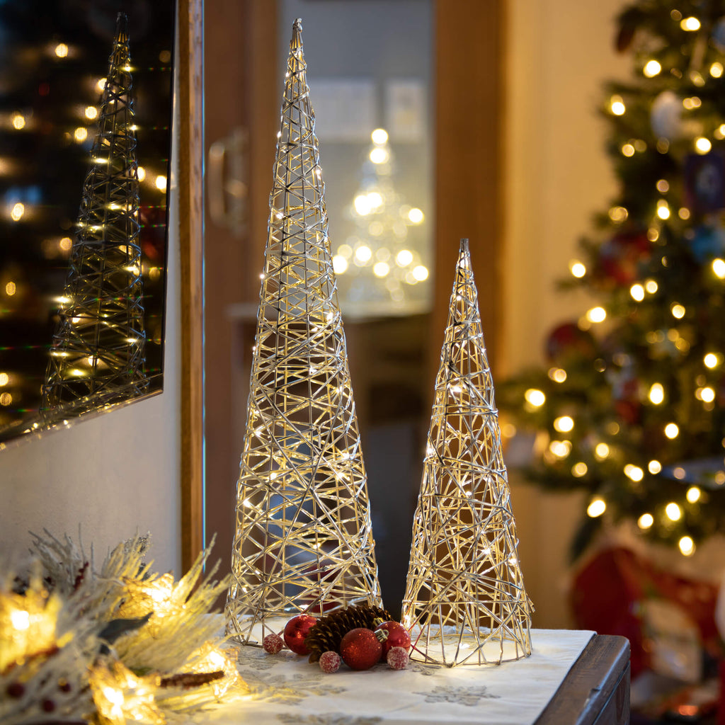 Gold Outdoor Lighted Cones    