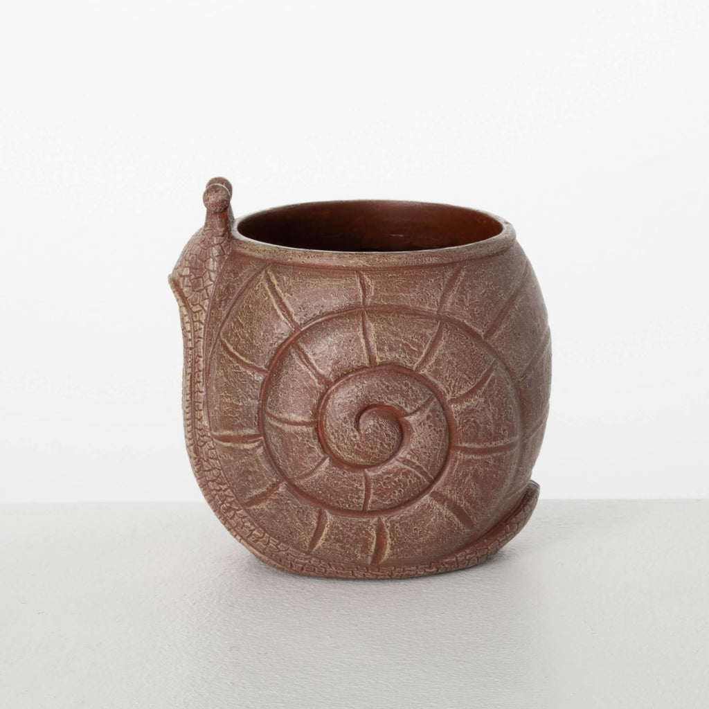 Brown Outdoor Snail Planter   