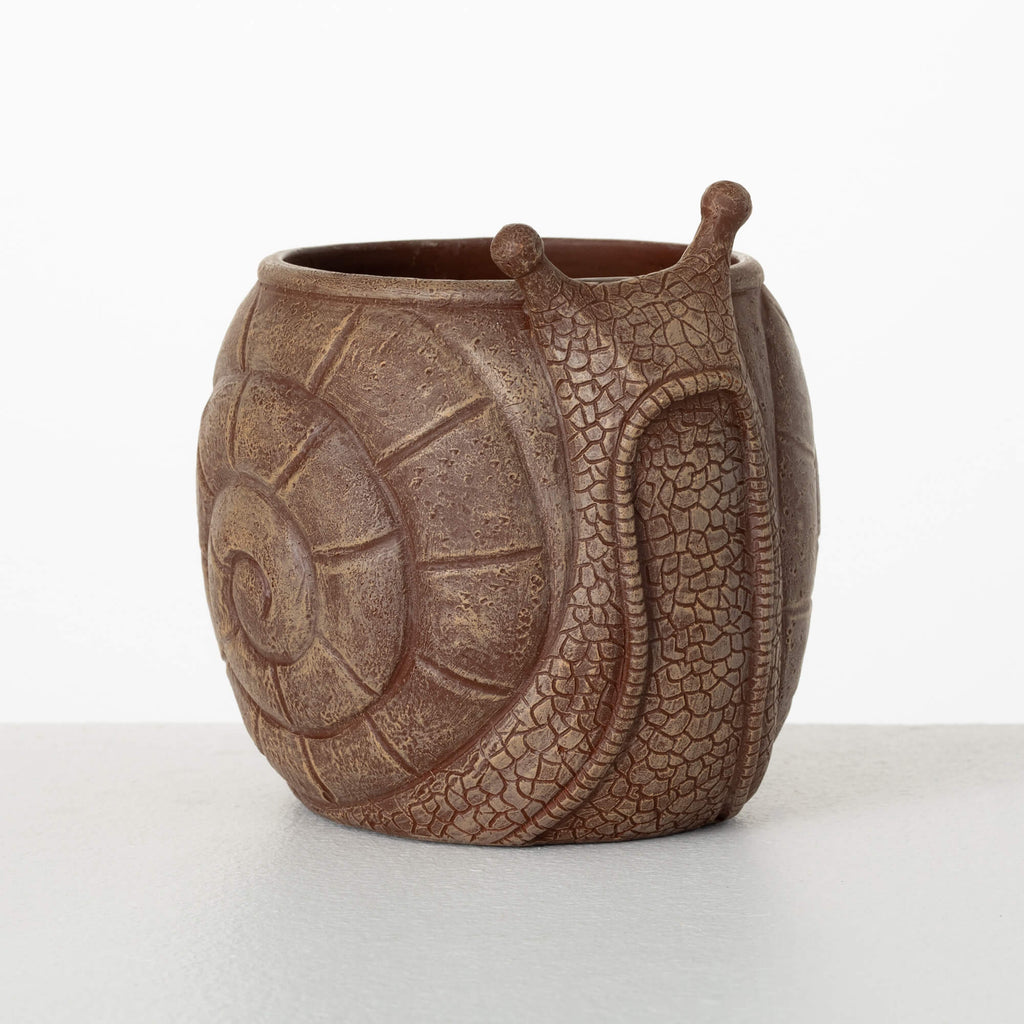 Brown Outdoor Snail Planter   