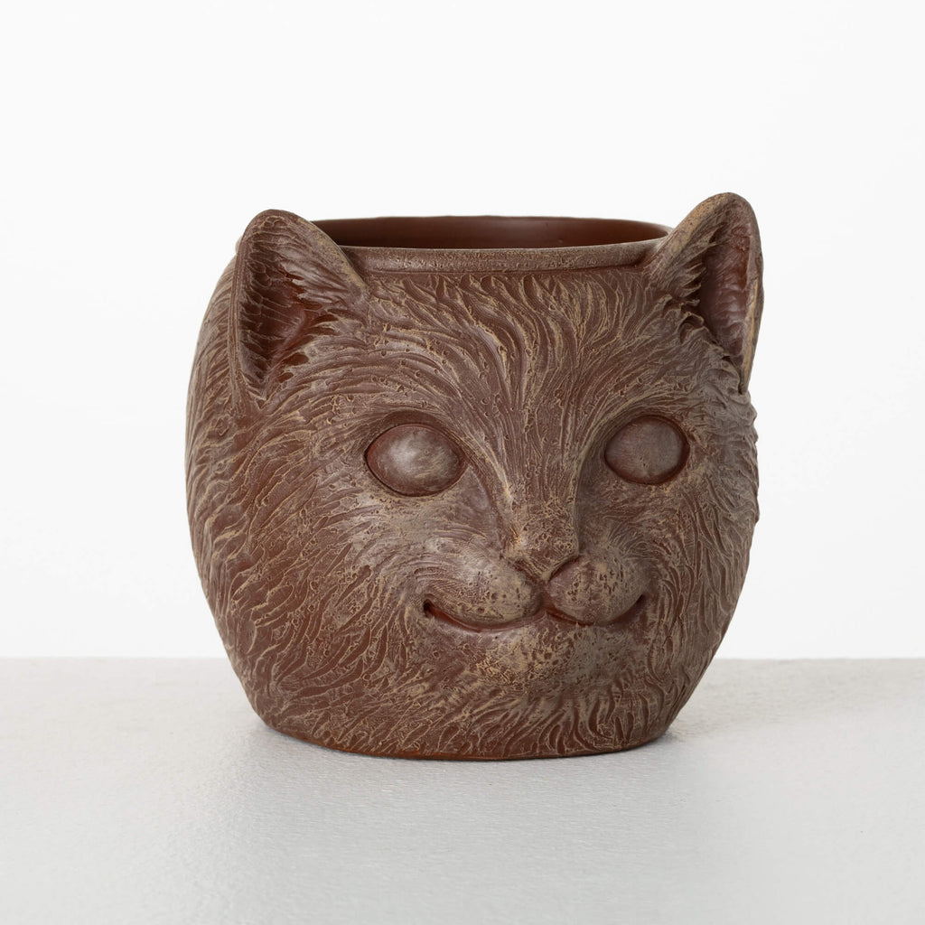 Brown Outdoor Cat Planter     