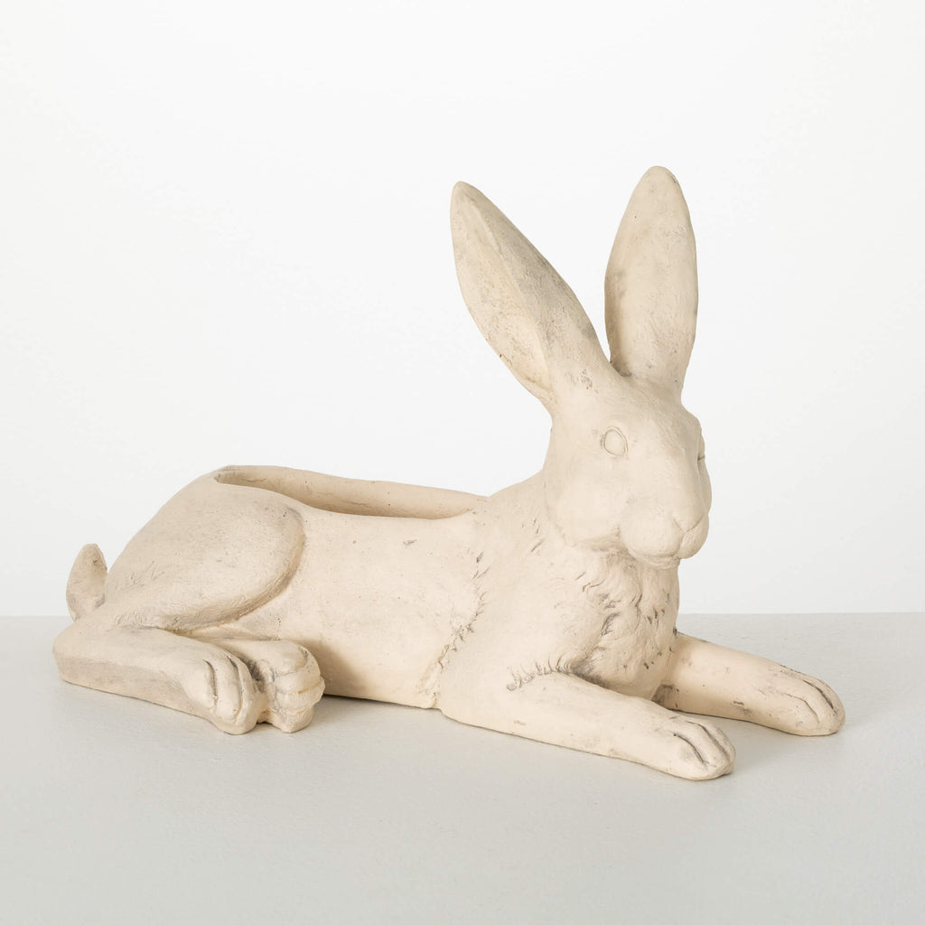 Reclining Cream Hare Planter  