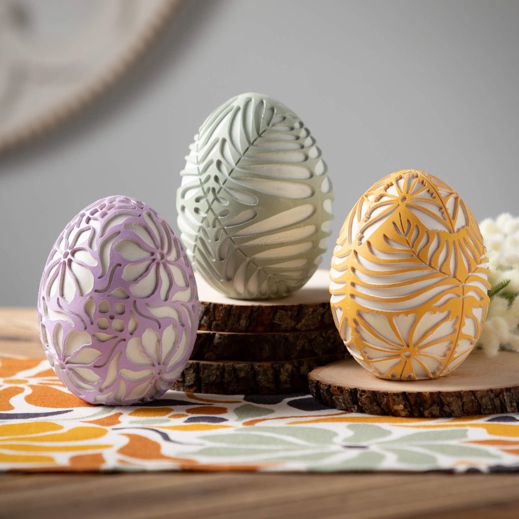 Sculpted Botanical Egg Decor  