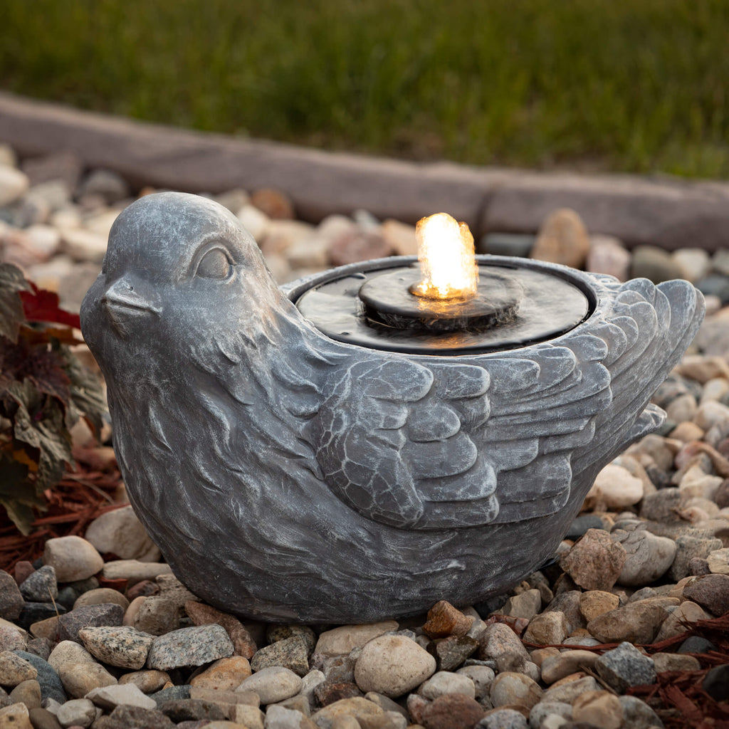 Gray Resin Bird Fountain      