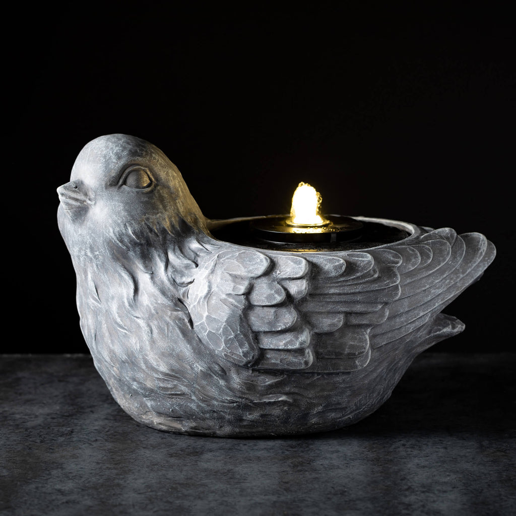 Gray Resin Bird Fountain      