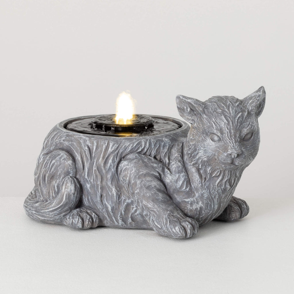 Gray Stone Cat Fountain       