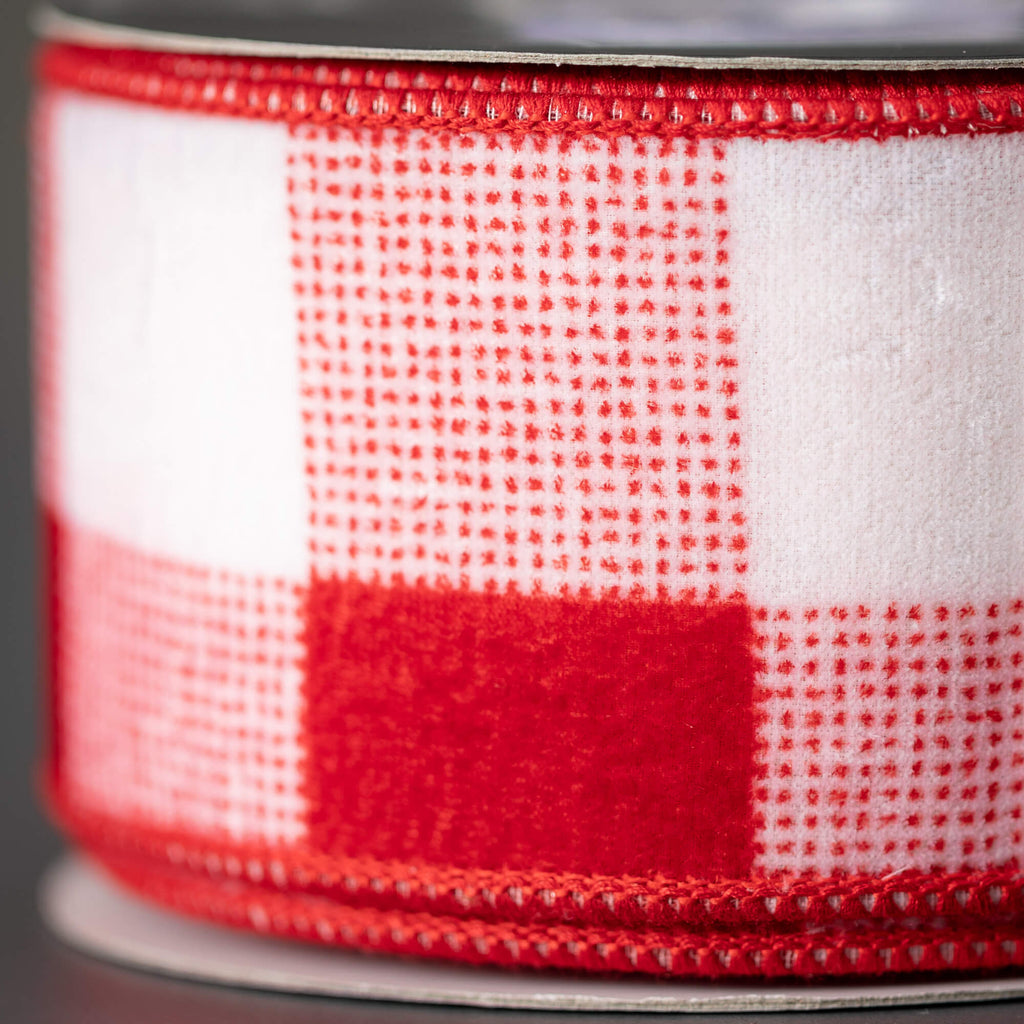 Gingham Red & White Ribbon    