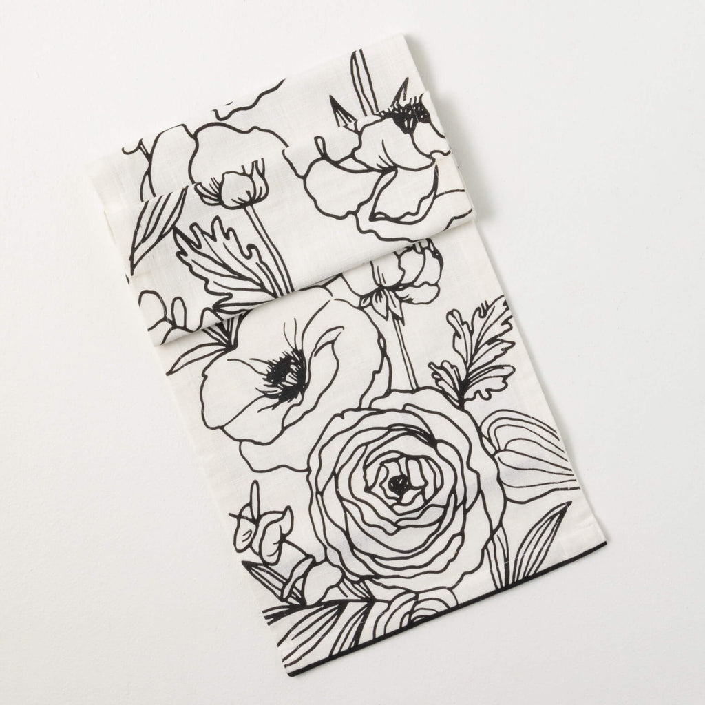 Floral Line Art Table Runner  