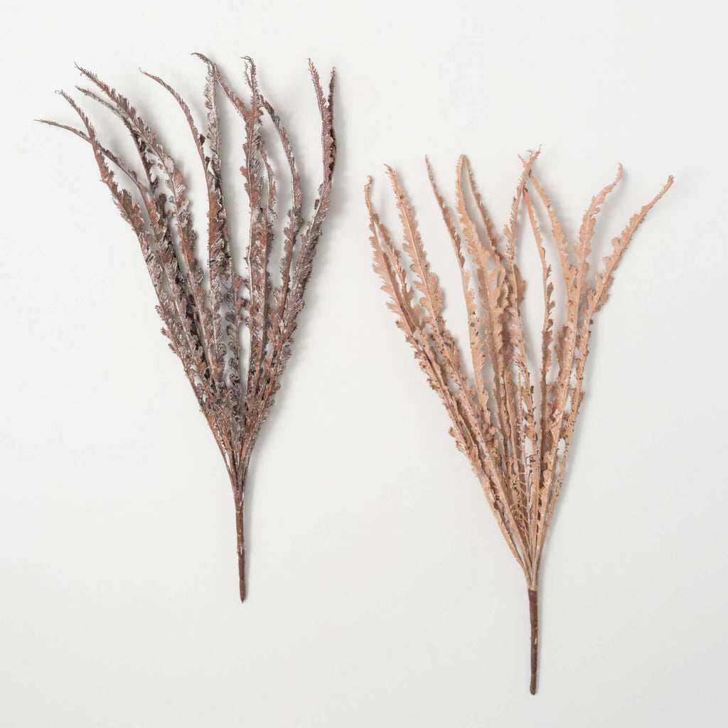 Faux Dried Blush Fern Bush Set