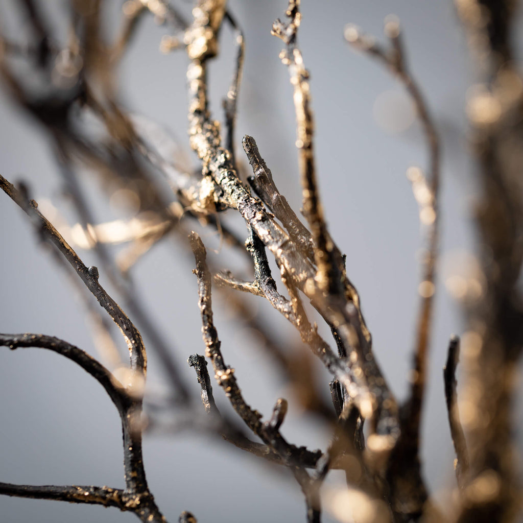 Gold Brushed Pine Twig Stem   