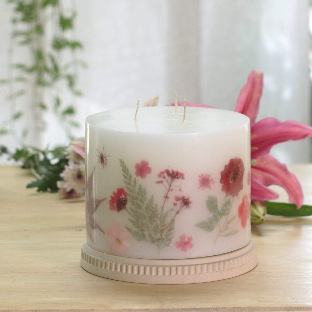 Blooming Blush Pillar Candle  