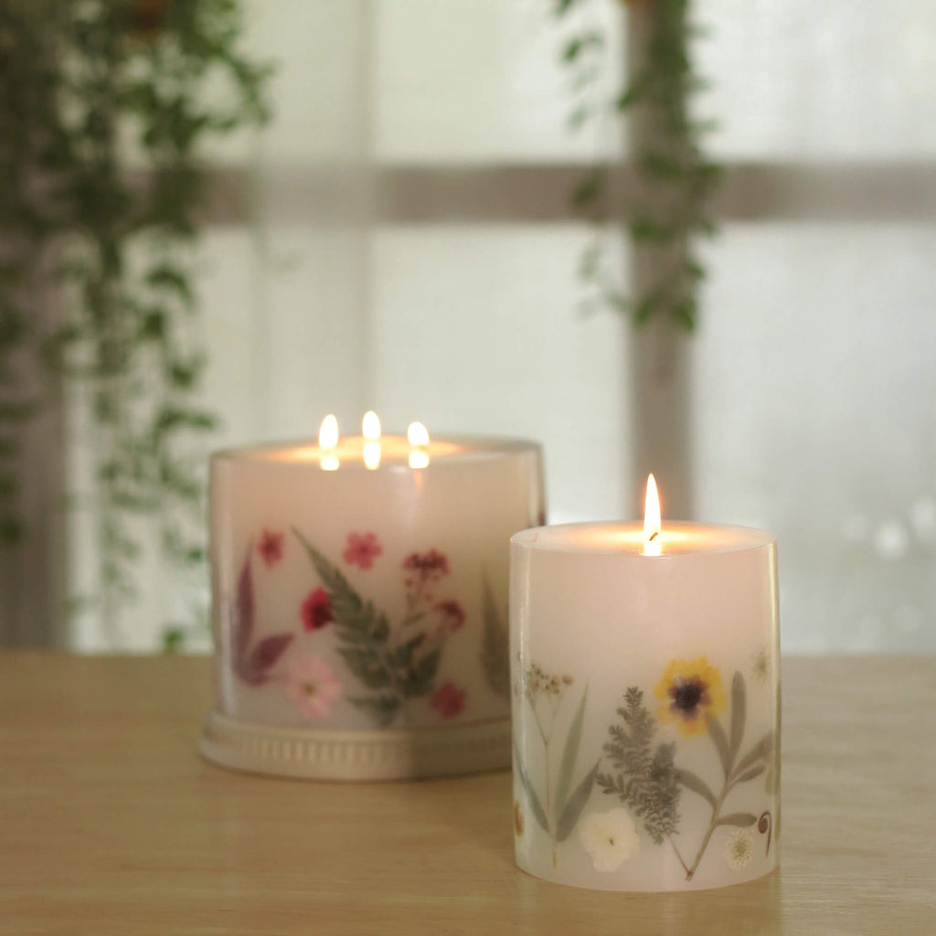 Blooming Blush Pillar Candle  