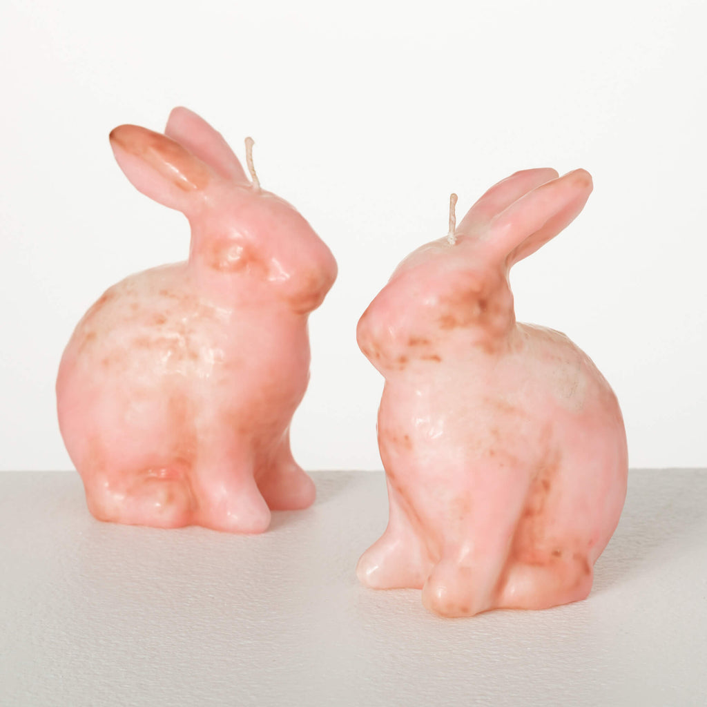 Pink Bunny Candle Set Of 2    