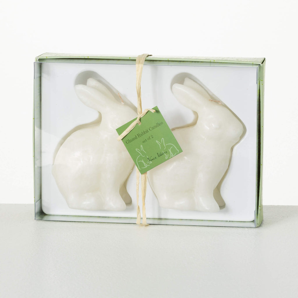 White Bunny Candle Set Of 2   