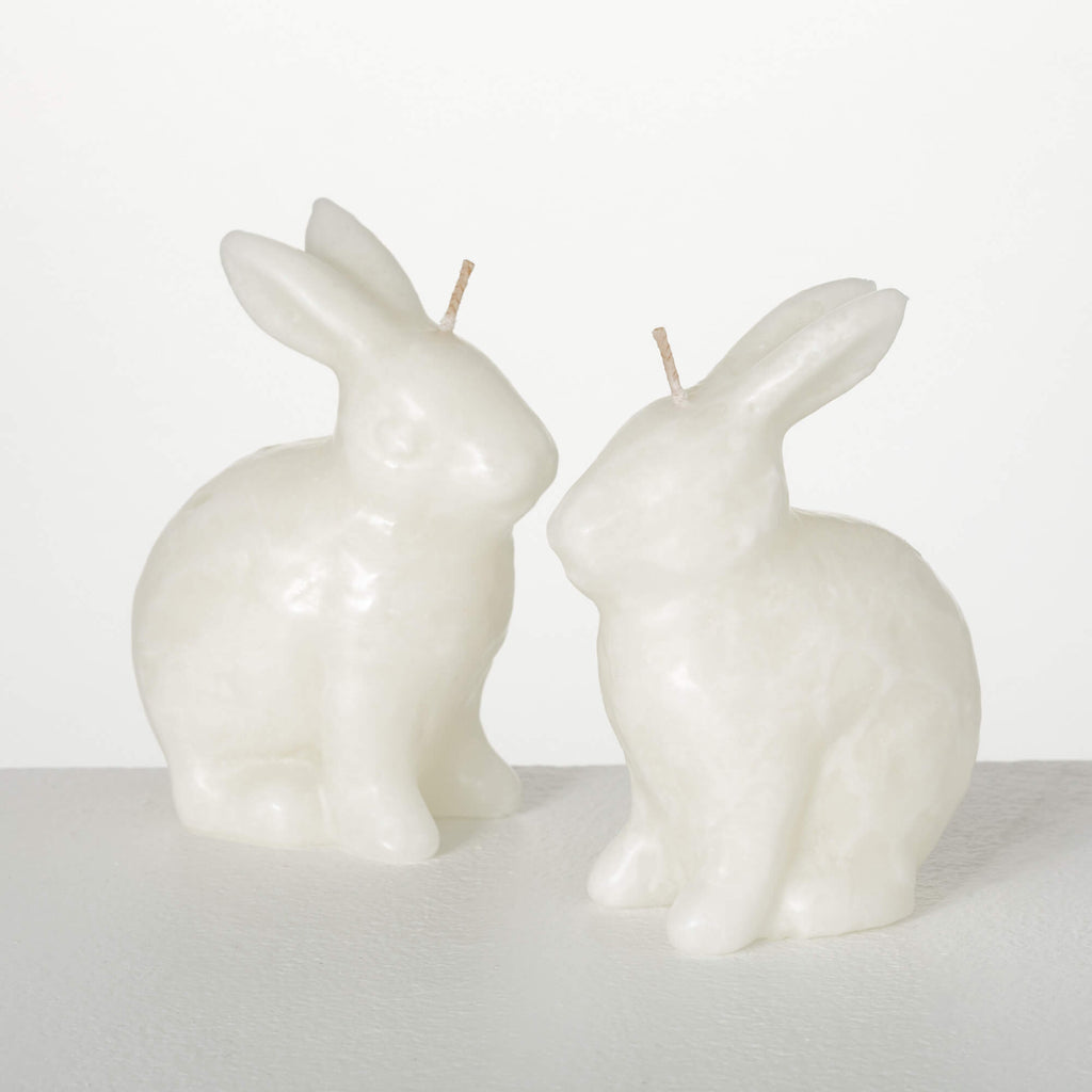 White Bunny Candle Set Of 2   