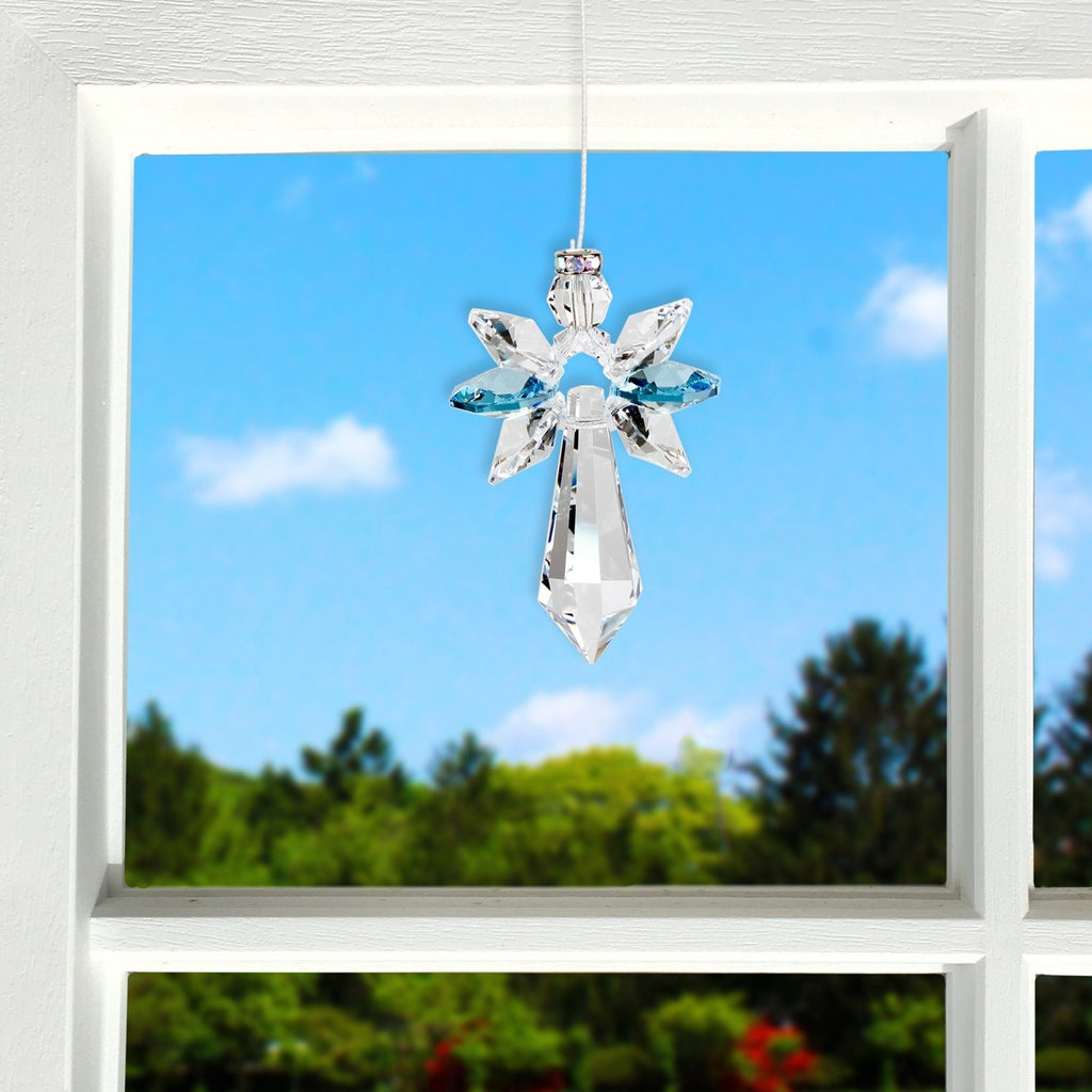 Crystal Guardian Angel Suncatcher - Large, Aquamarine lifestyle image