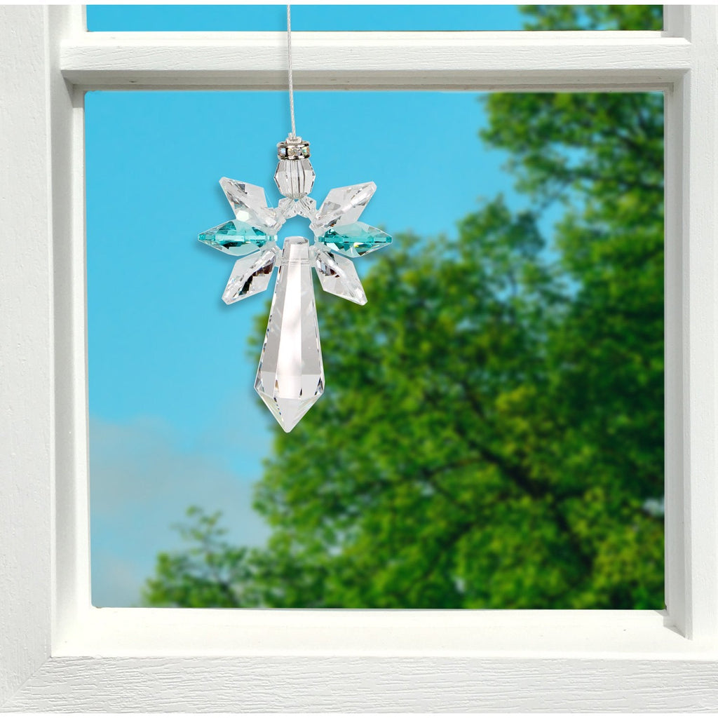 Crystal Guardian Angel Suncatcher - Large, Blue Zircon lifestyle image