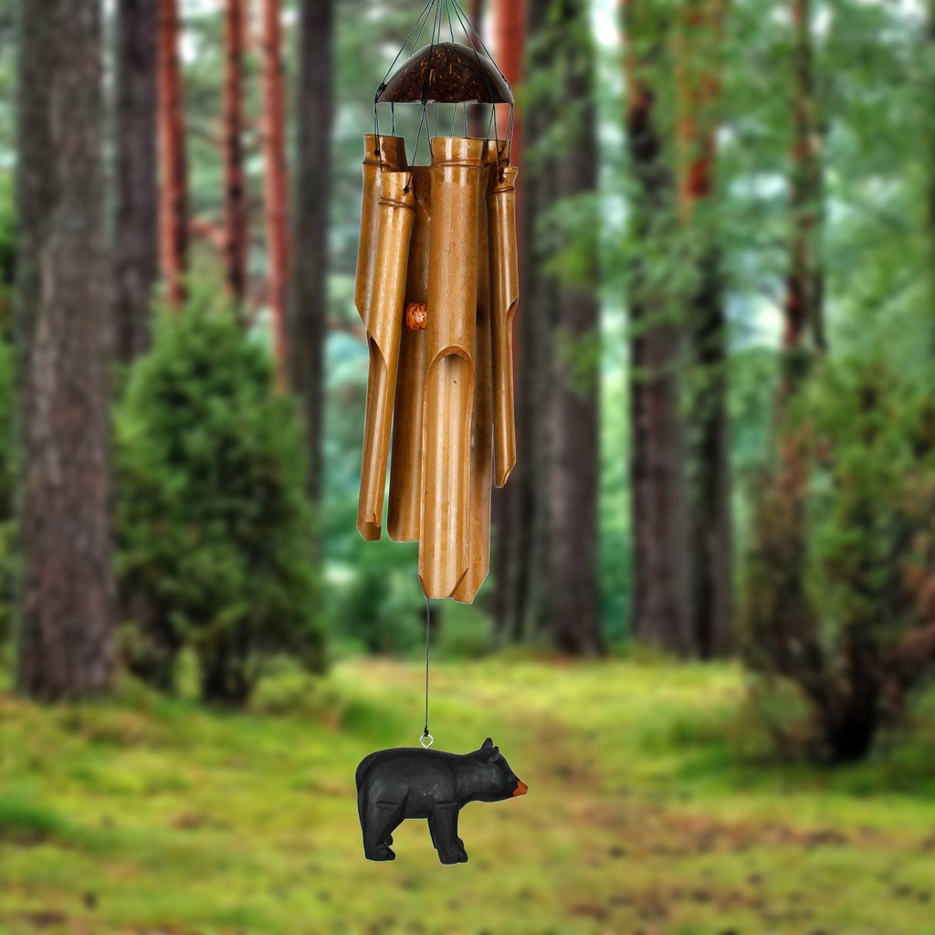 Half Coconut Bamboo Chime - Medium, Bear lifestyle image