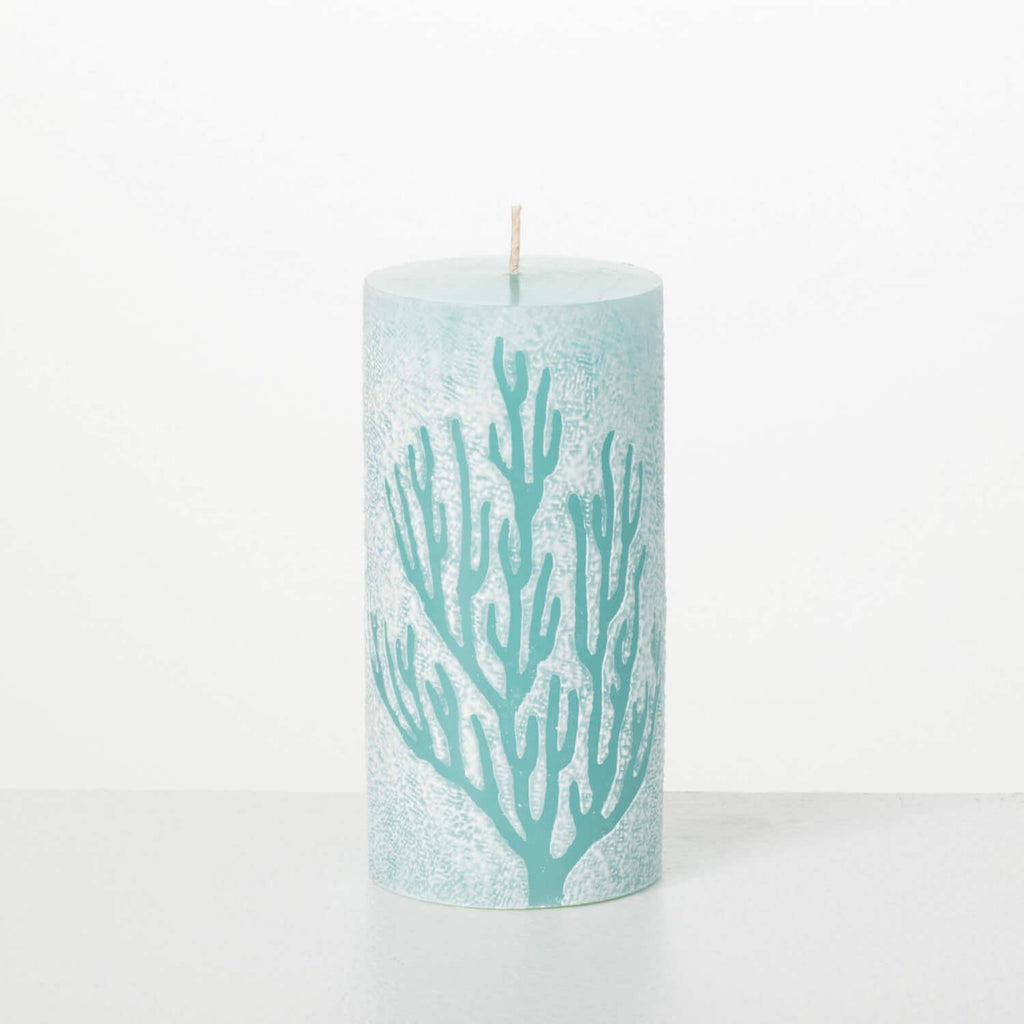 Aqua 6" Coral Pillar Candle   