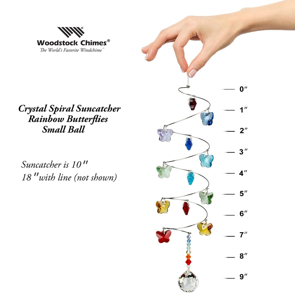 Crystal Spiral Cascade Suncatcher - Rainbow Butterflies, Small Ball proportion image