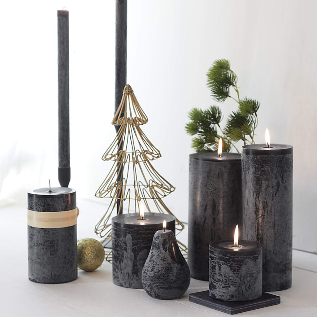 Distressed Black Pillar Candle