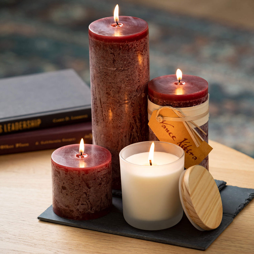 Merlot Timber Pillar Candle   