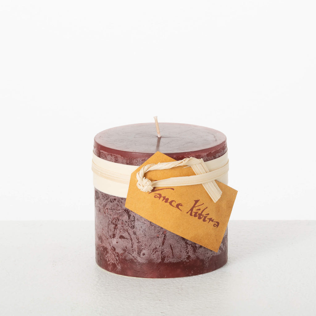 Merlot Timber Pillar Candle   