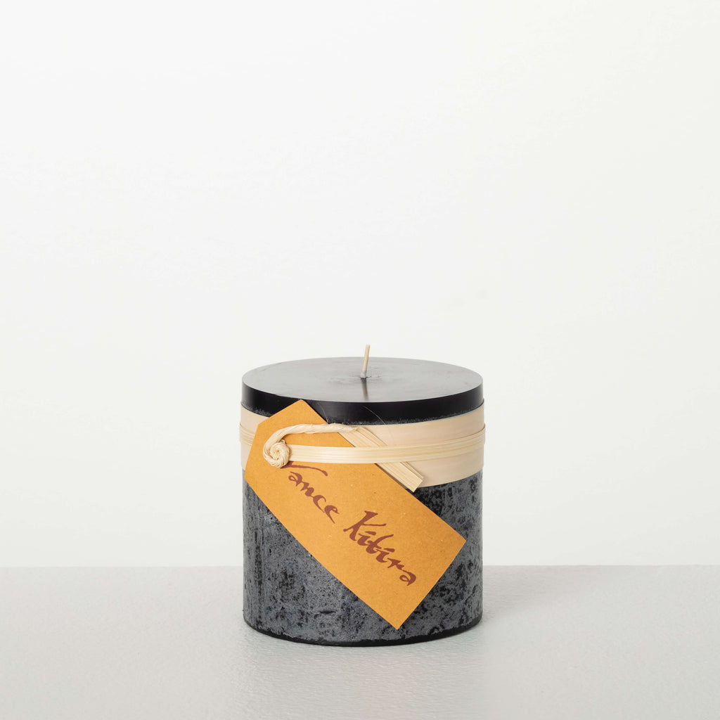 Distressed Black Pillar Candle